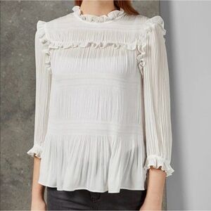 Ted Baker White  Airlie Ruffle-Trim Pleated Blouse
